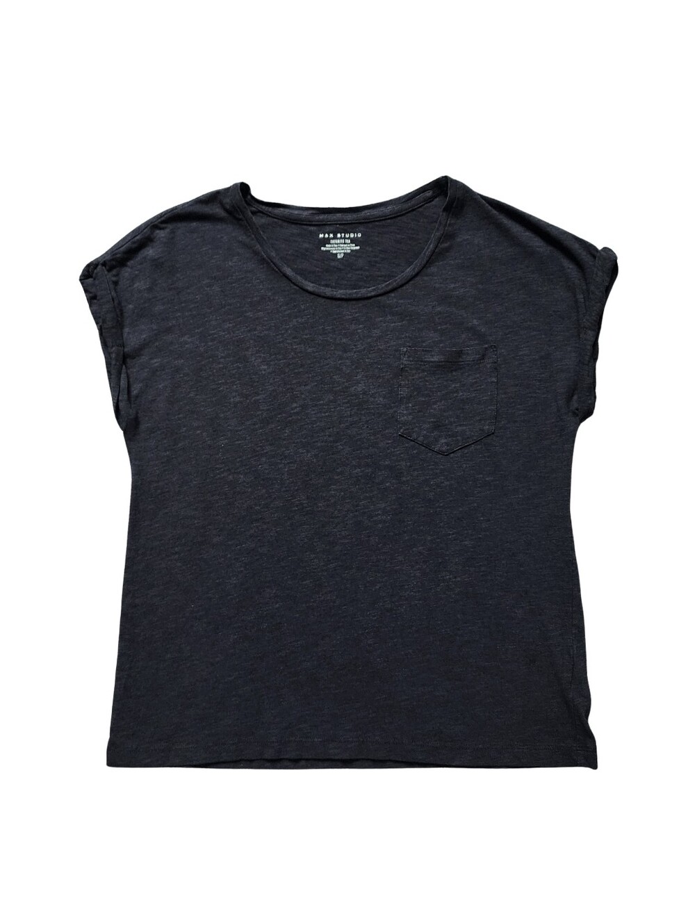 Max Studio Favorite Tee Women's Black Short Sleeve Pocket Top